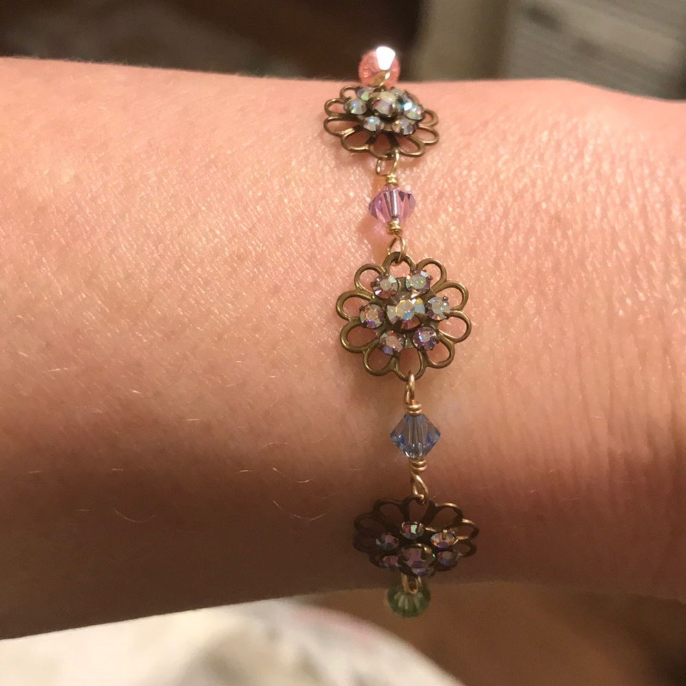 Adjustable Artisan Crystal  Bracelet